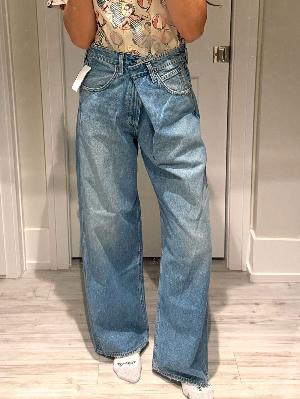AGOLDE Vana Fold Waist Wide-Leg High-Rise Jeans in Mantra Sz 26 NWT $285!!